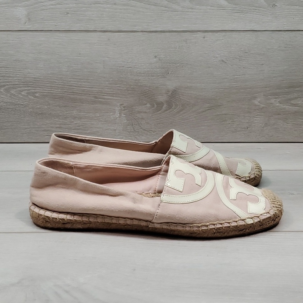 Tory Burch Womens Espadrille Big Logo Loafer Flats shoes slip on  sz 11M - Picture 4 of 15